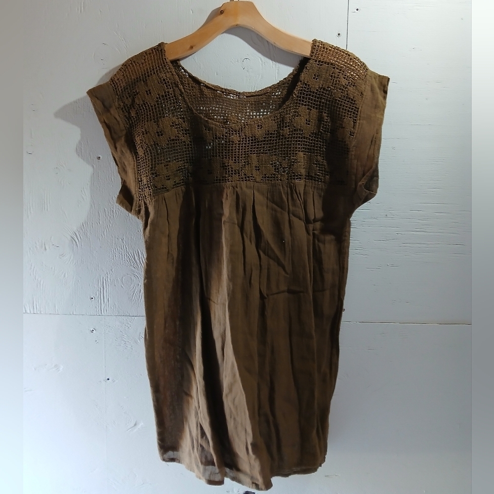 Brown Crochet Detail Women's Top ( Hang )